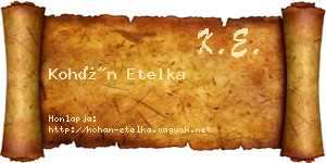 Kohán Etelka névjegykártya
